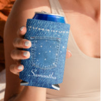 Blue Jean Denim and Diamond with Pocket