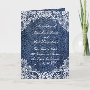 Blue Jean Denim And Lace Wedding Program