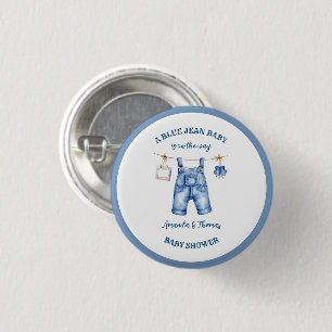 Blue Jean Denim Baby Shower Favor 1 Inch Round Button