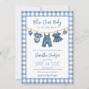 Blue Jean Denim Baby Shower Invitation