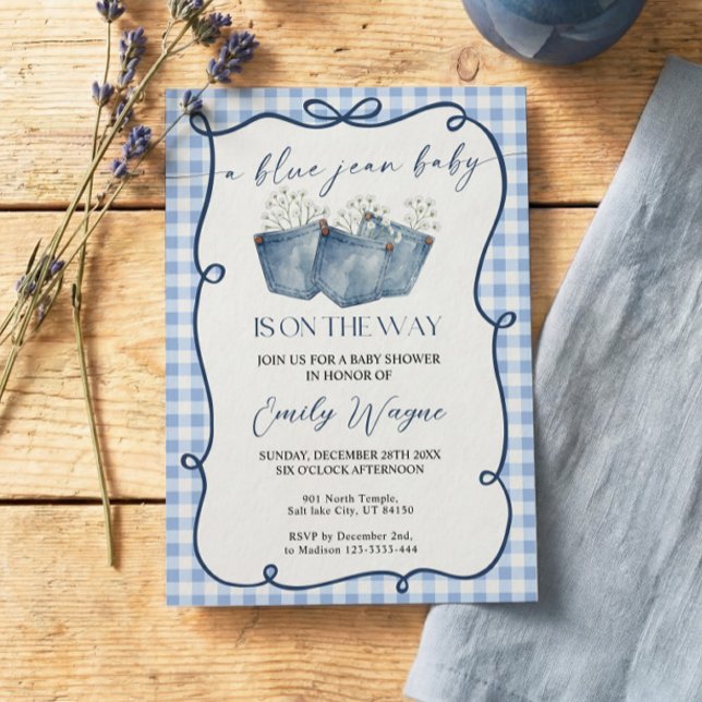 Blue Jean Denim Baby Shower Invitation (Créateur téléchargé)