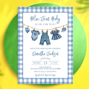 Blue Jean Denim Baby Shower Invitation
