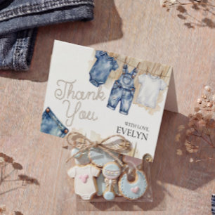 Blue Jean Denim Baby Shower Thank You Card