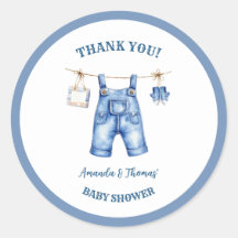 Blue Jean Denim Baby Shower Thank You