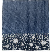 Blue Jean Denim Diamonds Glam Trendy Diamond Bling