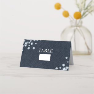 Blue Jean Denim & Diamonds Table Number Seating Pl Place Card