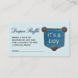 Blue Jean Denim It's a Boy Diaper Raffle Enclosure Card