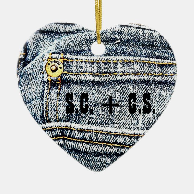 Blue Jean Denim Pocket - Personalize it! Ceramic Ornament (Front)