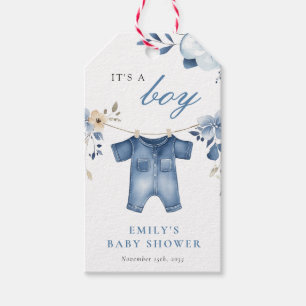 Blue Jean Denim Sweet Boy Baby Shower Gift Tags