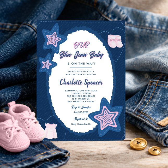 Blue Jean Denim Theme Baby Shower  Invitation (Creator Uploaded)