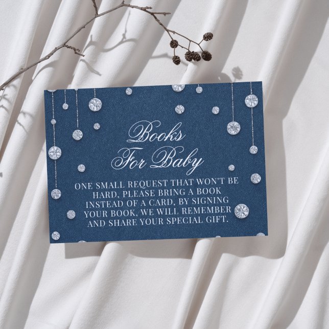 Blue Jean Diamonds Baby Shower Books for Baby Enclosure Card (Creator Uploaded)