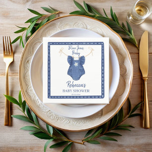 Blue jean girls clothes on a line baby shower napkin