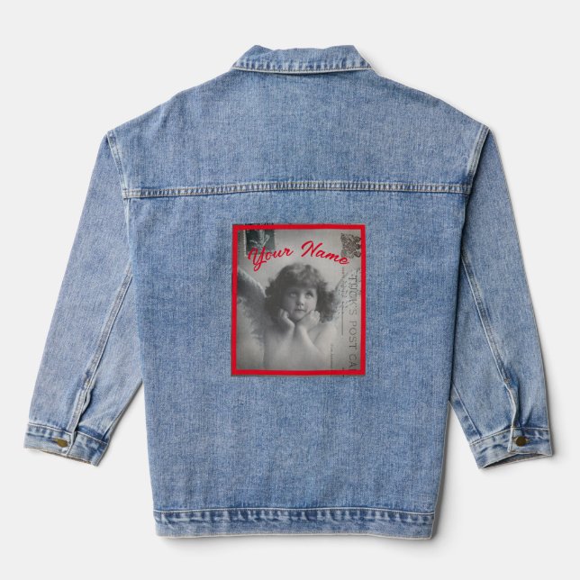 BLUE JEAN JACKET ANGEL WITH NAME (Back)