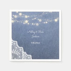 Blue Jean, Lace, String Lights Napkin