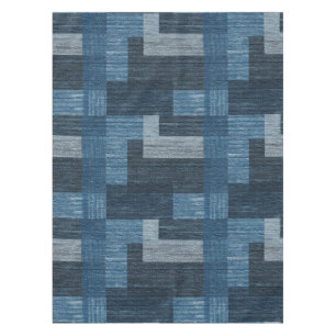 Blue Jean patch Work Faux Burlap Tablecloth