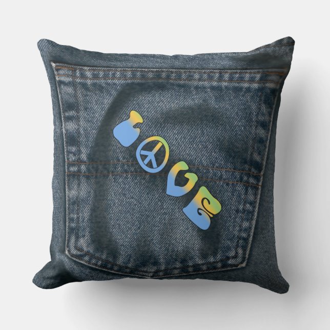 Blue Jean Pocket Coussin de paix et d'amour (Recto)