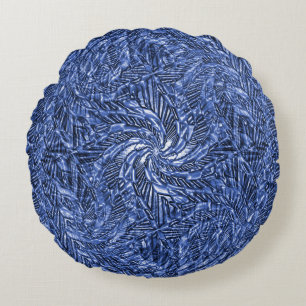 Blue Jean swirl Round Pillow