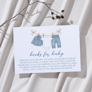 Blue Jeans Baby Shower Books for Baby Enclosure Card