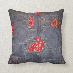 Blue Jeans Bandana Print MoJo Throw Pillow