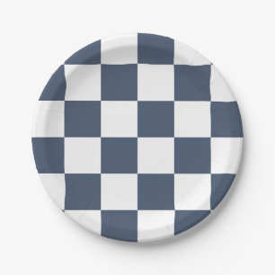 Blue Jeans Blue/White Chequered Paper Plate