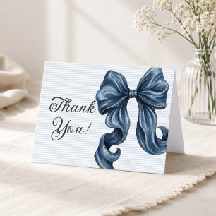 Blue Jeans Bow Baby Shower Thank You Card