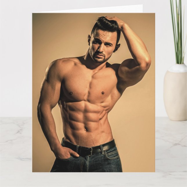 Blue Jeans Boy Hot Guy Greetings Card (Front)