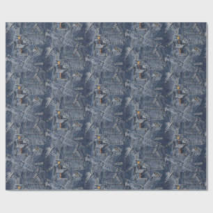 Blue Jeans Denim Abstract Art Wrapping Paper