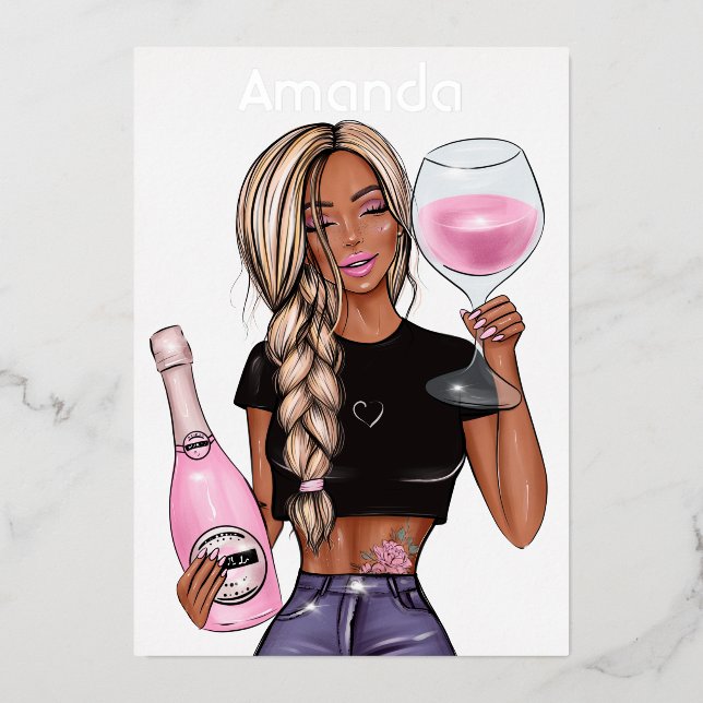 Blue Jeans Denim Champagne Birthday Party (Front)