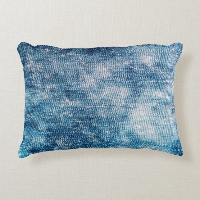 Blue jeans denim texture accent pillow (Front)