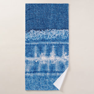 Blue jeans denim texture bath towel