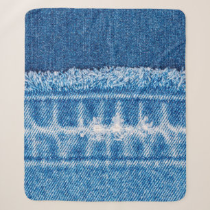 Blue jeans denim texture sherpa blanket