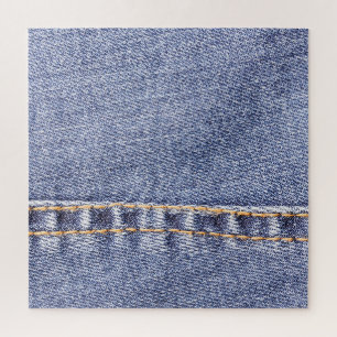 Blue jeans: detailed sew texture. jigsaw puzzle