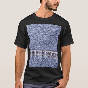 Blue jeans: detailed sew texture. T-Shirt
