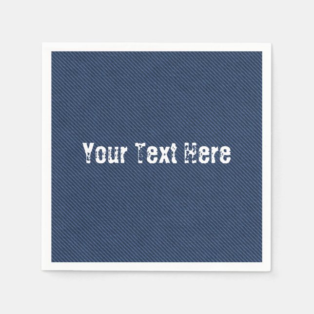 Blue Jeans Fabric - Add Your Text - Customizable Napkin (Front)