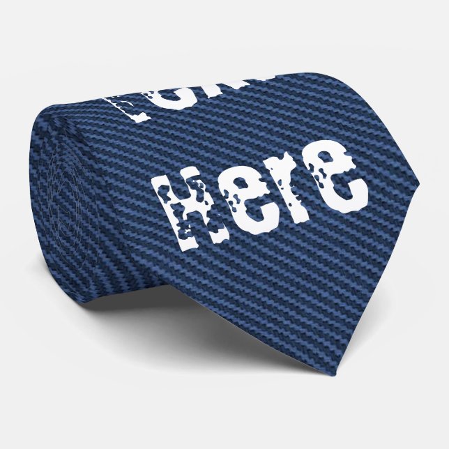 Blue Jeans Fabric - Add Your Text - Customizable Tie (Rolled)