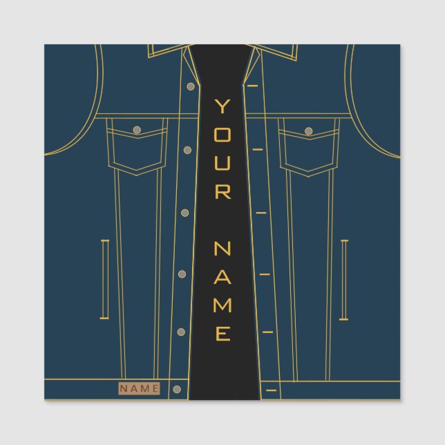 Blue Jeans Jacket + Add Name - Name Tag (Front)