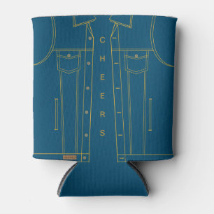 Blue Jeans Jacket - Cheers - Add Text / Name - Fun Can Cooler