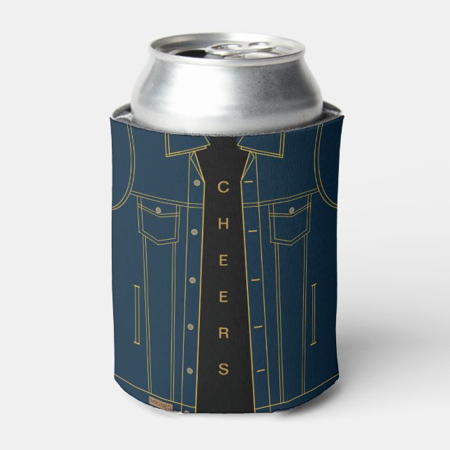 Blue Jeans Jacket Funny Can Cooler Text - Cheers (Can Front)