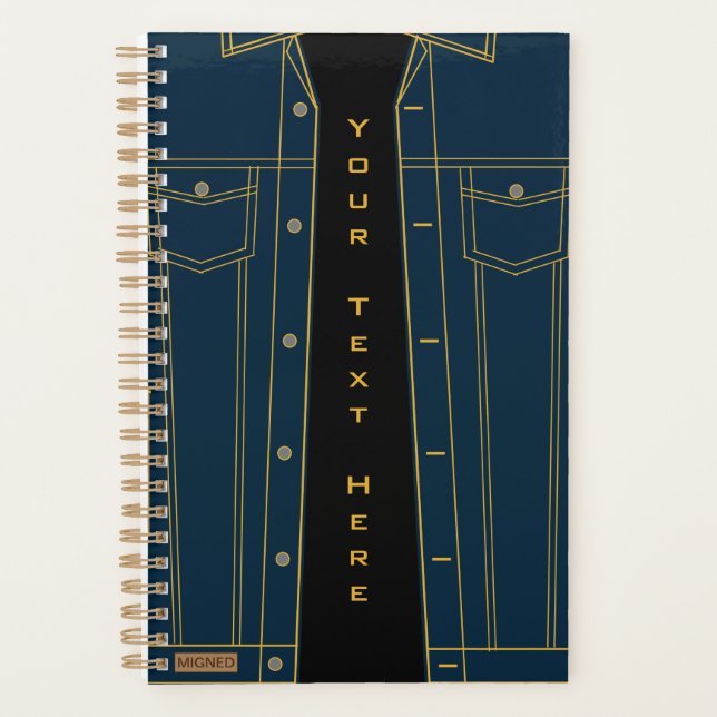 Blue Jeans Jacket Planners Personalized Your Text (Front)