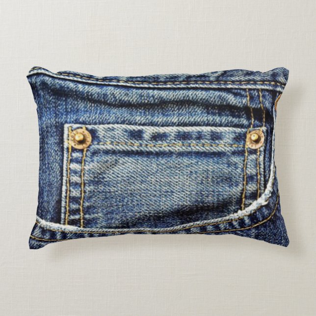 Blue Jeans Pocket Decorative Pillow (Front)