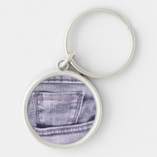 Blue Jeans Pocket, Fabric, Seams Keychain