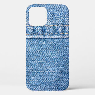Blue jeans sew closeup texture. iPhone 12 case
