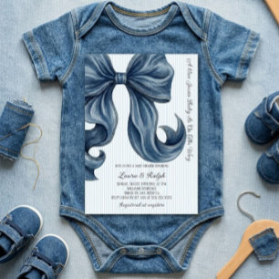 Blue Jeans Striped Bow Baby Shower Invitation