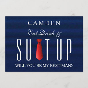 Blue Jeans Textile Suitup Will you be my Bestman Invitation