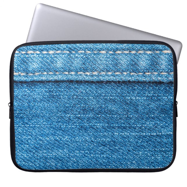 Blue jeans texture background. laptop sleeve (Front)