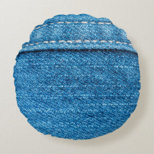 Blue jeans texture background. round pillow