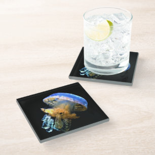 Blue Jellyfish Glass Coaster