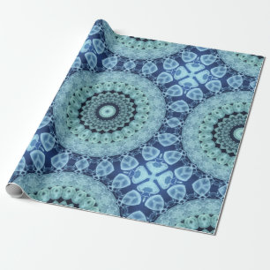 Blue Jellyfish Mandala Ocean-Inspired Symmetry Wrapping Paper