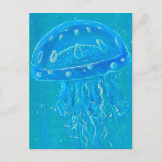 Blue Jellyfish Painting Postcard