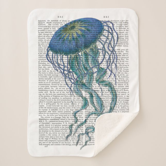 Blue Jellyfish Sherpa Blanket (Front)